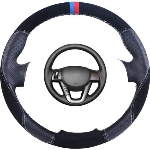 Custom Made Car Steering Wheel Cover Black For Kia K5 2011 2012 2013 Kia Optima Suede Leather Auto Steering Wheel Braid