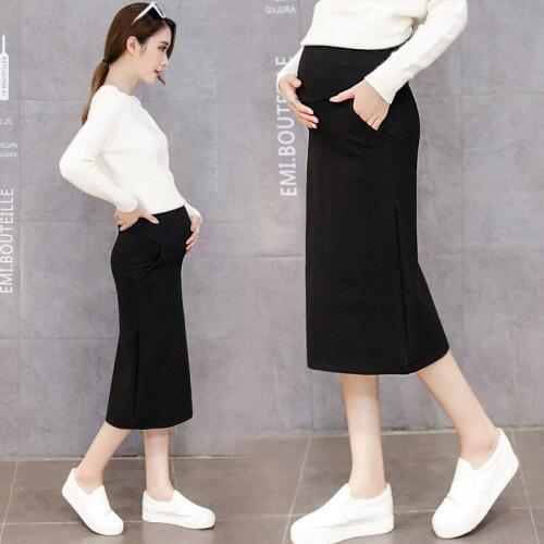 2019 Autumn Fashion Pencil Skirts Clothes for Pregnant Women Sexy Hot Pregnancy Belly Skirts Woolen Maternity Skirts