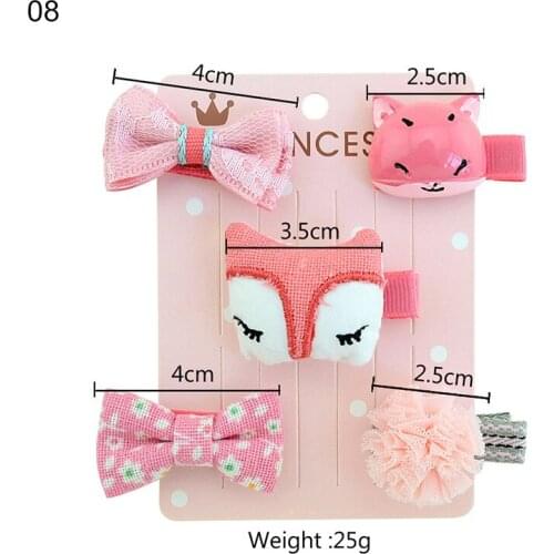 Q 5Pcs Cute Girls Children Hair Clip Mini Barrettes Kids Hairpins Hair Accessories Handmade Bunny Ears Shape Hair Bows