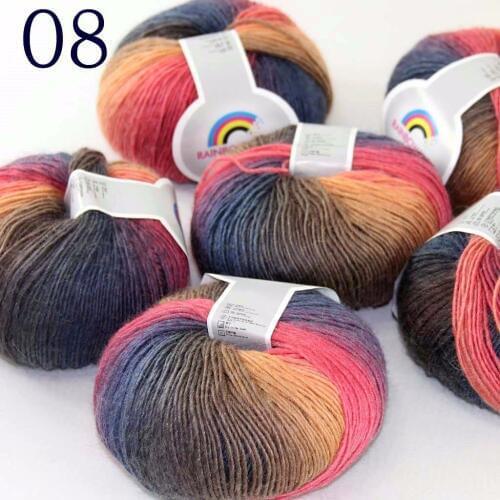 Sale Soft 6X50gr ballCashmere Wool Colorful Rainbow Wrap Shawl DIY Hand Knit Yarn Navy Beige Brown Pink 524-08-6