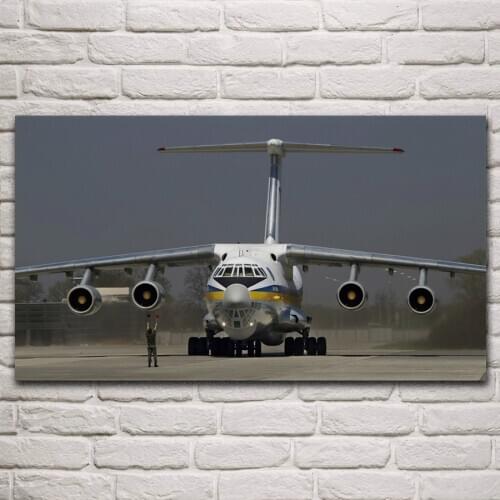Aircraft ukraine military transport il 76md psu living room decoration home art decor canvas fabric poster KM839