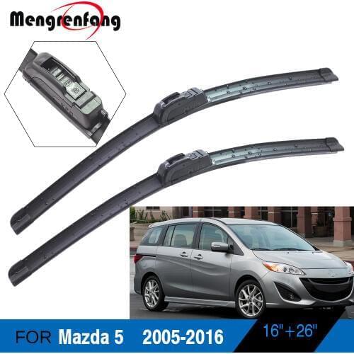 For Mazda 5 Car Accessories Front Windscreen Wiper Blades Soft Rubber Wiper J Hook Arms 2005-2016