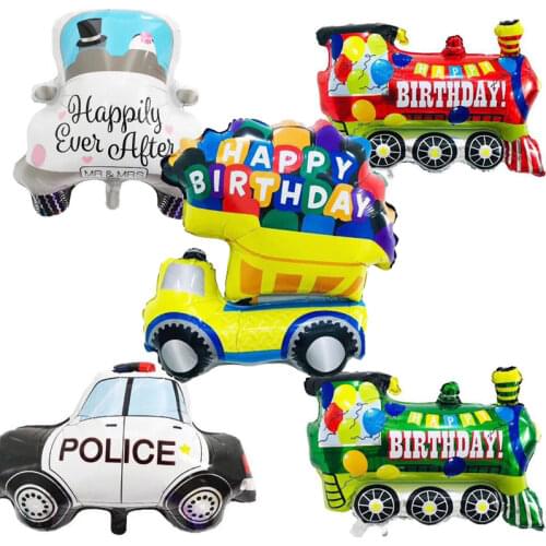 Cute Cartoon Balloons Car Aluminum Boy Girls Foil Balloon Truck Car Train Pattern Birthday Kids Party Supplies Toy Decorations