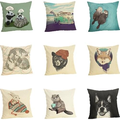 Cute Animals Colorful Cushion Cover Throw Pillow Case for Home Chair Sofa Decoration Square Pillowcases