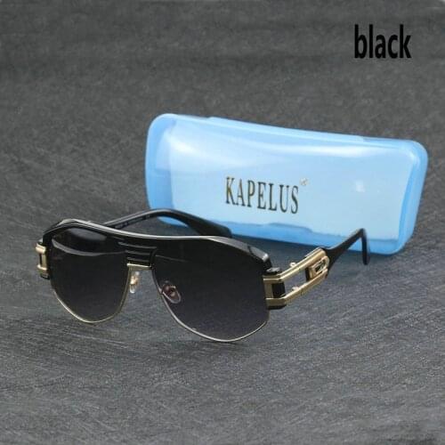 KAPELUS Sunglasses Brand Metallic gold semi-framed sunglasses Large-size large-face glasses