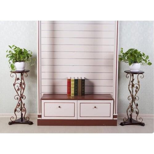 European-style flower rack solid wood white single spider plant pot rack iron single floor balcony shelf