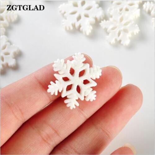 2020 Navidad 10Pcs 20mm Classic Resin White Snowflake Ornaments Christmas Xmas Holiday DIY Decor Party Home Decoration