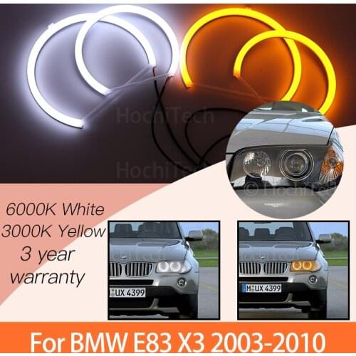 1 Set White+yellow Cotton Light Angel Eyes Halo Ring Kits for BMW E83 X3 2003-2010