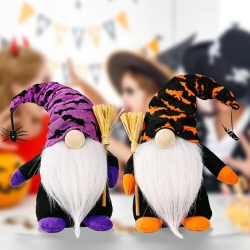 1pc Halloween Decoration Broom Witch Faceless Doll Props Table Ornaments 22cm