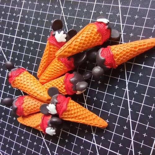 1pcs/lot resin micky ice cream cone 38mm Cabochons Hair Bow Center Card Frame Making Craft DIY