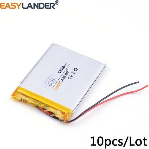 10pcs /Lot 485559 1600mAh 3.7v lithium Li ion polymer rechargeable battery For MP3 MP4 GPS Digital Products battery pack