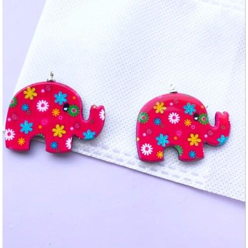 ZALEBABA 10pcs acrylic elephant necklace charms very cute keychain pendant necklace pendant for DIY earring