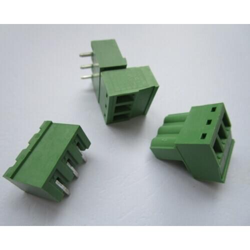 120 Pcs Close Angle 3 pin/way Pitch 5.08mm Screw Terminal Block Connector Green Color Pluggable Type With Angle pin