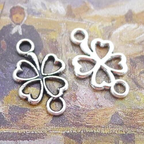 15pcs Charms luck irish four leaf clover 17*14mm Antique Making pendant fit,Vintage Tibetan Silver,DIY bracelet necklace
