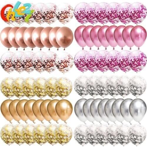 20pcs Rose Gold Confetti Balloons Chrome Metallic Helium Balloon Wedding Birthday Party Decorations Latex Globos Baby Shower