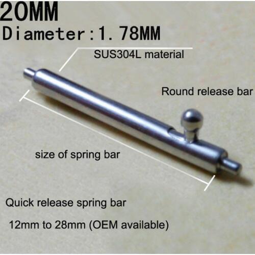 50PCS / lot 20MM Switch spring bar watch repair tools & kits spring bar watch repair parts 304 Stainless steel watch pin