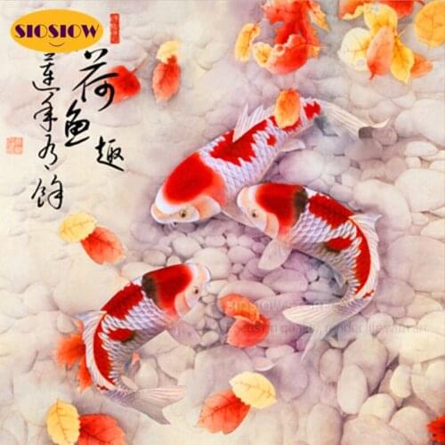 5d Diy Diamond Mosaic Embroidery Rhinestone Round Fish Daimond 3d Dimond Painting Koi Karpers China Full Square Drill Decor Home