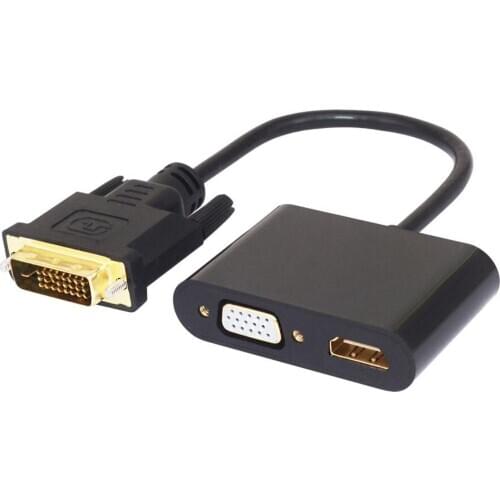 DVI Splitter DVI to HDMI VGA converter splitter DVI in to VGA+HDMI video splitter converter for PC laptop monitor