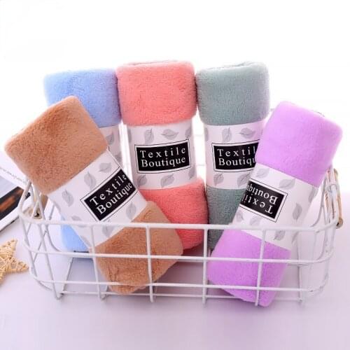 Coral Velvet Trimming Towel Plain Color Face Washing Face Towel Soft Absorbent No Lint No Fading microfiber hair towel turban