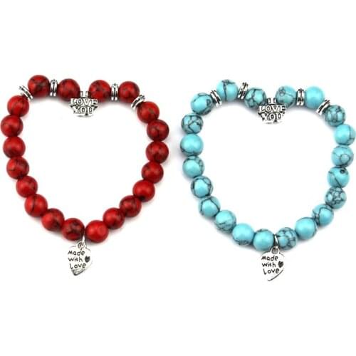 New High Quality Blue Red Round shape Natural Stone Bracelet Homme Femme Charms Strand Beads Yoga Bracelets Jewelry