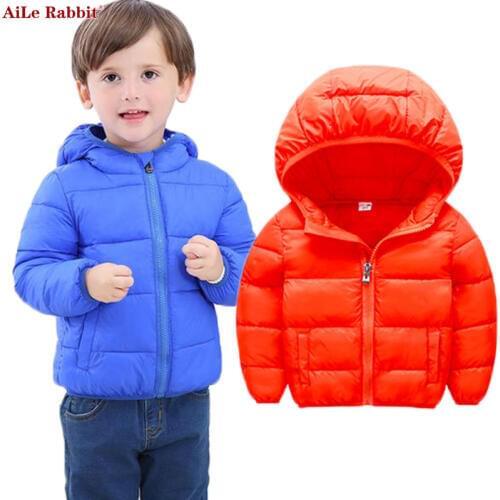 AiLe Rabbit Children Winter Baby Parkas Outerwear Coats Boys and Girls Down Cotton Fashion Brother and Sister Zipper Jacket k1