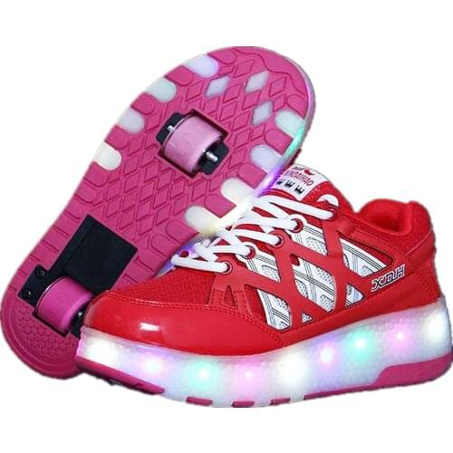 Size 28-40 Glowing Sneakers Luminous Sneakers on Wheels for Girls Two Wheels Led Roller Skate Shoes Children Led Shoes
