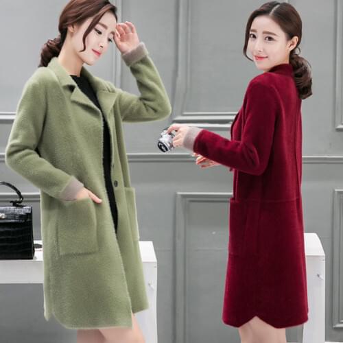 Double-sided Mink Cashmere Jacket Women 2020 Spring and Autumn Long Sweater Cardigan Slim Mink Fur Coat Plus Size 3XL Outwear