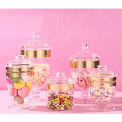 European Acrylic Candy Jar Transparent Plastic Sealed Storage Jar With Lid Kitchen Durable Moistureproof Snack Storage Bottle