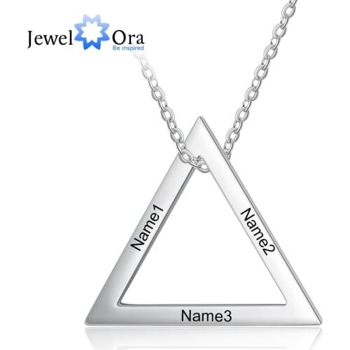 JewelOra Customized Necklaces & Pendants Stainless Steel Triangle Personalized Engraving Name Jewelry Gifts for Family