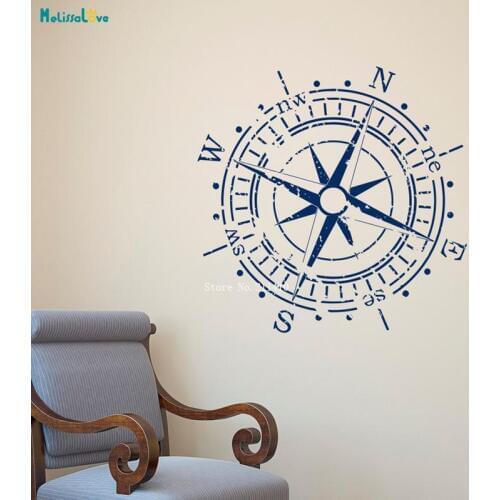 Compass Rose Wall Decal Vinyl Sticker North South West East Nautical Decals For Kids Baby Room Nursery Art Murals YT1292
