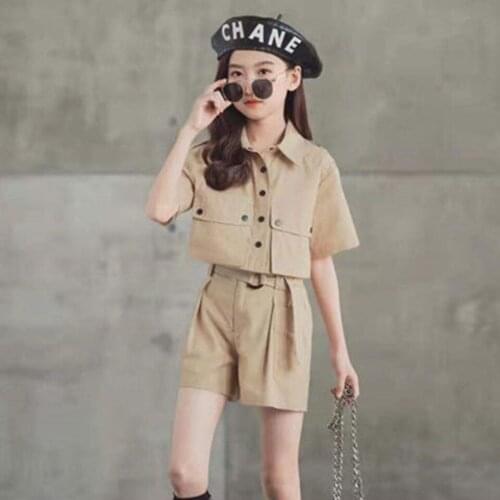 3-14Yrs Children Girls Clothing Sets 2021 Summer Children Clothes Casual T-Shirt + Short Pants 2Pieces Kids Clothes Girls Sets