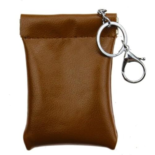 Cow Genuine Leather Coin Purse with Key Ring Women Men Small Wallet Money Change Bag Business Card Holder Hanging Keychain Pouch