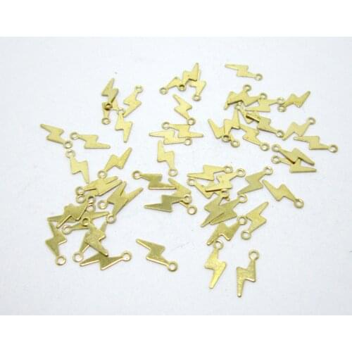 Brass charms 9x3.8x0.3mm Mini lightning Raw brass components Bracelet findings -100pcs R1255