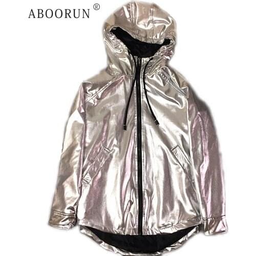 2020 Mens Punk Shinny Hooded Jackets Gold Silver Waterproof Windbreaker Jackets Spring Autumn Coat for Male