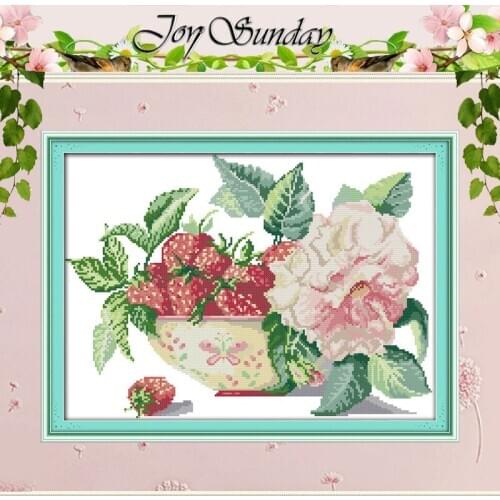 Strawberry Flower Pot Patterns Counted Cross Stitch 11CT 14CT Cross Stitch Sets Chinese Cross-stitch Kits Embroidery Needlework