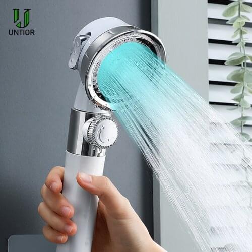 UNTIOR Pressurized Shower Head High Pressure Water Save Perforated Free Bracket Hose Adjustable Bathroom Accessories Shower Set