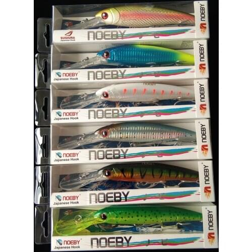 NOEBY 6pcs 12cm 30g Trolling Fishing Lure Wobbler MINNOW Hard Bait with 3X Treble Hooks Fishing Tackle NBL9046