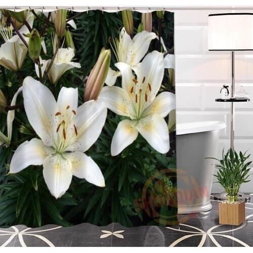New arrival Custom lily@1 Fabric Shower Curtain bathroom With Hooks Popular Hot Modern 100% Polyester H0223-64