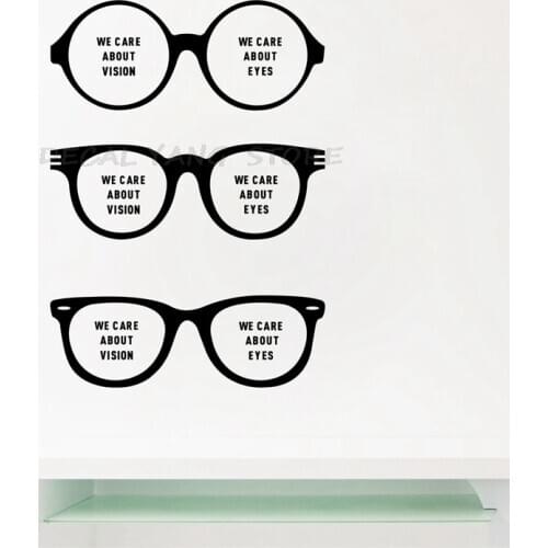 Glasses Optical Vinyl Wall Sticker Eye Care Store Decal Optical Shop Posters Removable Art Decals Decor Mural Sticker 1386