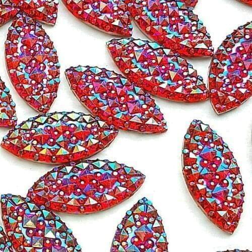 WHolesale Supplying Resin Marquise Navete Red ab Loose Rhinestone Strass Crystal Sewing Accessories Dresses Costumes Bags Charms