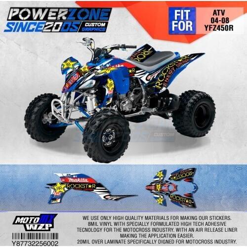 PowerZone Customized Team Graphics Backgrounds Decals 3M Custom Stickers For YAMAHA ATV 04-08 YFZ450R 002