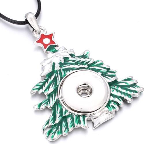 2019 Christmas Tree Pendant Metal Snaps Button Necklace Fit DIY 18mm Snap Buttons Jewelry For Women
