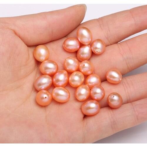 New 5pcs Natural Freshwaters Pearls Rice Shape Half Hole Pearls Charms for Making DIY Jewelry Necklace Accessories Size 9-10mm