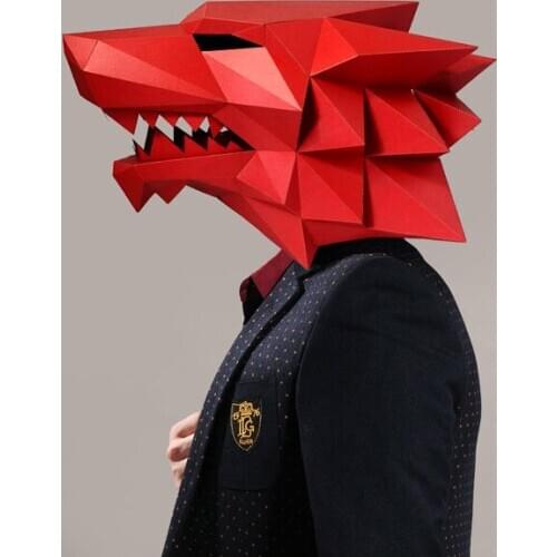 Pre Cut Paper Mask 3d Werewolf Halloween Costume Cosplay DIY Paper Craft Model Mask Christmas