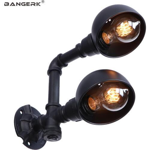 Industrial Iron Water Pipe LED Wall Light Vintage Edison Wall Sconce Lamps Double Loft Decor Wall Lamp Indoor Lighting Fixtures