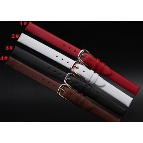 Fashion strap 6mm 8mm 10mm Small Size Smooth Genuine Leather White Ladies Watch Band Strap Free Shipping