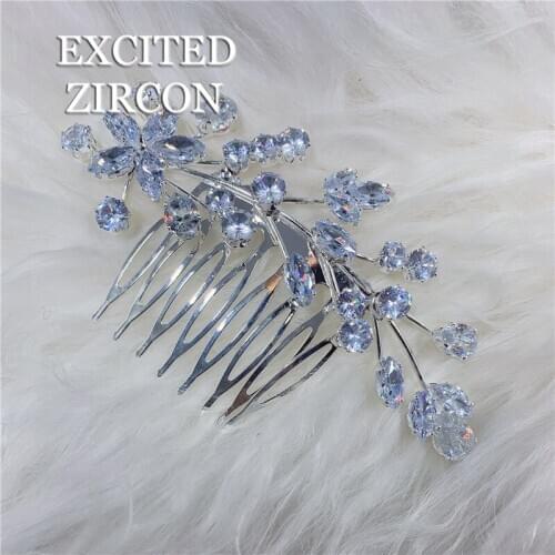 Luxury fashion bride elegant wedding hair comb shiny zircon rhinestone ladies hairpin luxury bride girl headdress