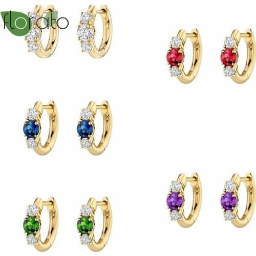 4pcs 925 Silver Ear Buckle Removable Hanging Hoop Earrings for Women Sun Moon Cross Rose Red Crystal Earring Huggies Earrings