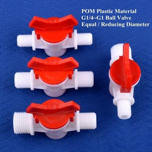 1~50pcs G1/4" ~G1" POM Ball Valve Equal / Reducing Dia Aquarium Tank Air Pump Water Pipe Valve Watering Irrigation Hose Joint