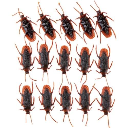 10pcs Special Lifelike Model Simulation Fake Rubber Cock Cockroach Roach Bug Roaches Toy Prank Funny Trick Joke Toys
